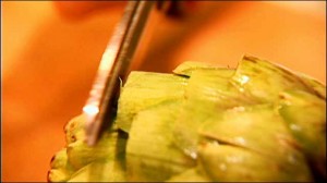 preparing artichokes for cooking