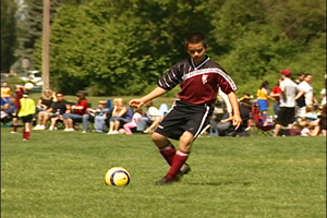 calvin playing soccer