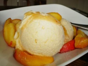 Peach Sherbet Ice Cream with Peaches