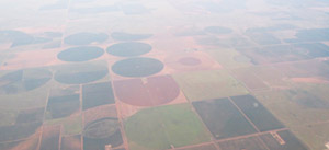 Lubbock, Texas area from the air, showing center pivot irrigation circles.