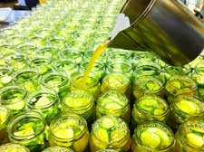 Pouring Hot Brine Over Fresh Cut Cucumbers Produces Crisper Pickles