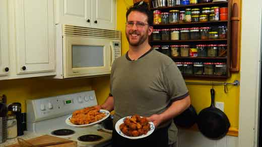 Chef Robert Wiley with His Fried Catfish and Hushpuppies 
