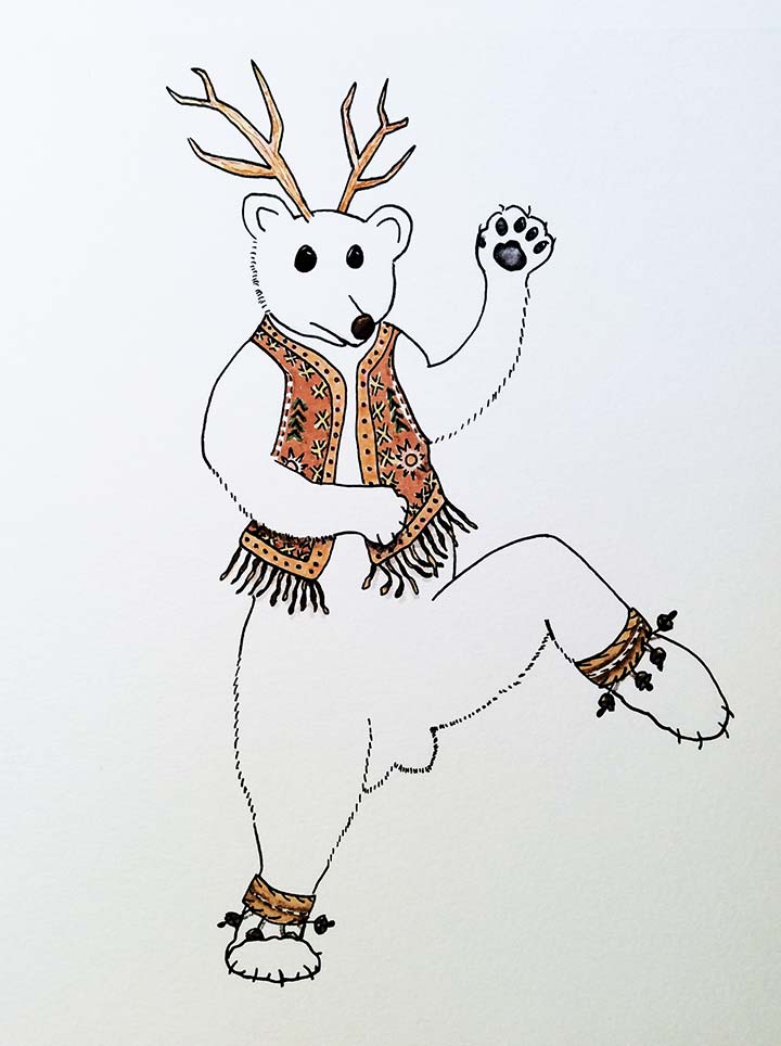 Dancing Polar Bear Sketch - Rebecca Gerendasy