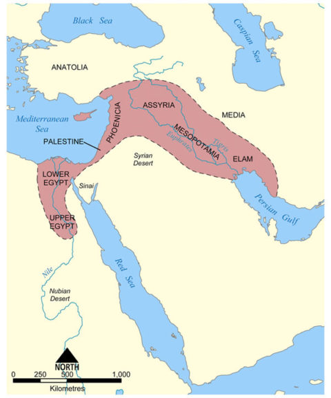 Map of the Fertile Crescent region in the Near East