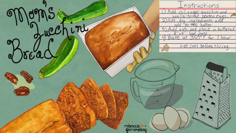 Mom’s Zucchini Bread – Illustration and Recipe - Rebecca Gerendasy