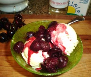 Buttermilk Ice Cream with Cherries Jubilee