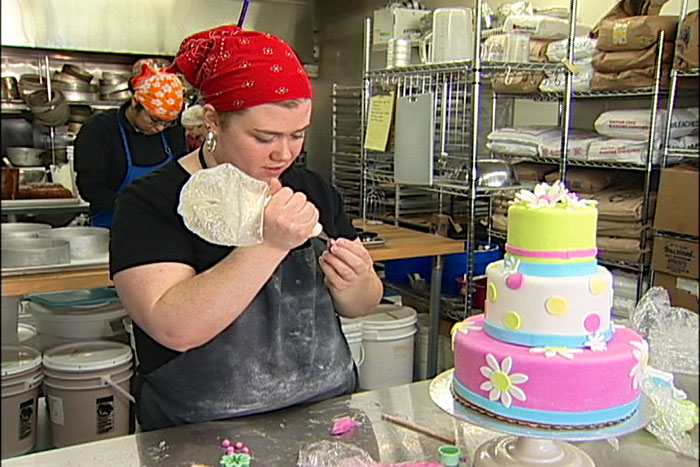 Robin Hassett Working On a Fondant Cake