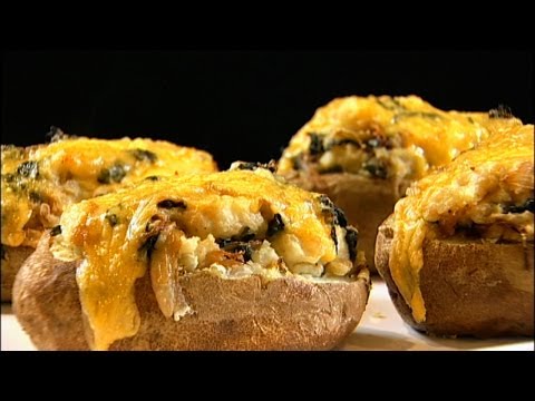 Twice Baked Irish Potatoes with Stout Onions and Kale (video)