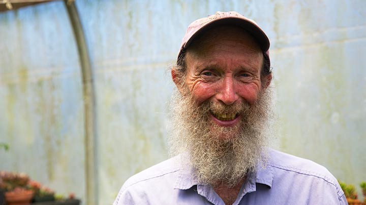 Alan Kapuler Inside His Kinship Garden Greenhouse