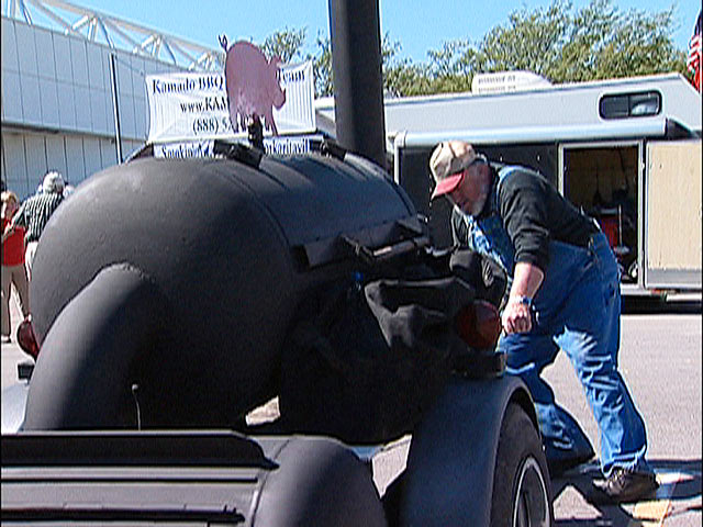 Inside The World of Championship Barbecue -Larry Mayes with his cooker