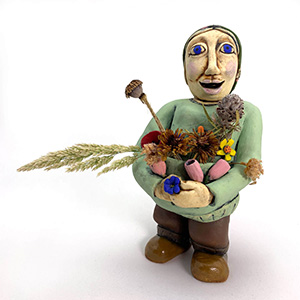 Flower Farmer, Dori Clay Sculpture - Rebecca Gerendasy Clay - Art