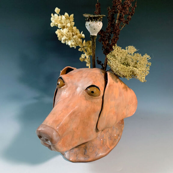Dandy Pup Vase - Rebecca Gerendasy Clay - Art
